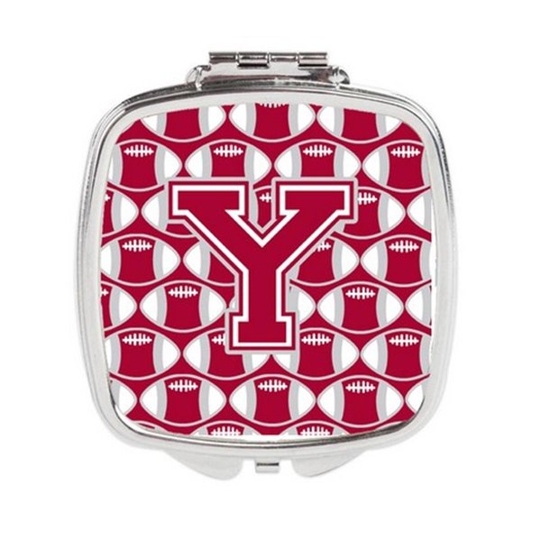 Carolines Treasures Letter Y Football Crimson, Grey and White Compact Mirror CJ1065-YSCM